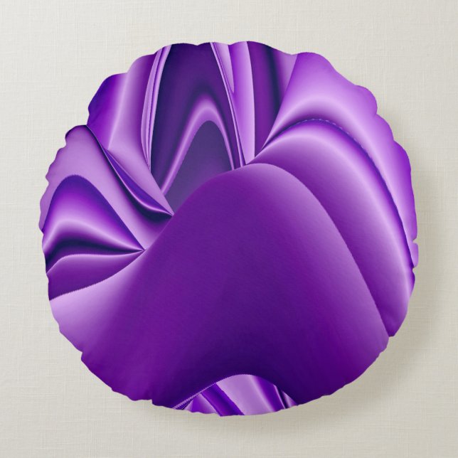Cojín Redondo Sueños de Arcoíris de Flor Morada (Anverso)