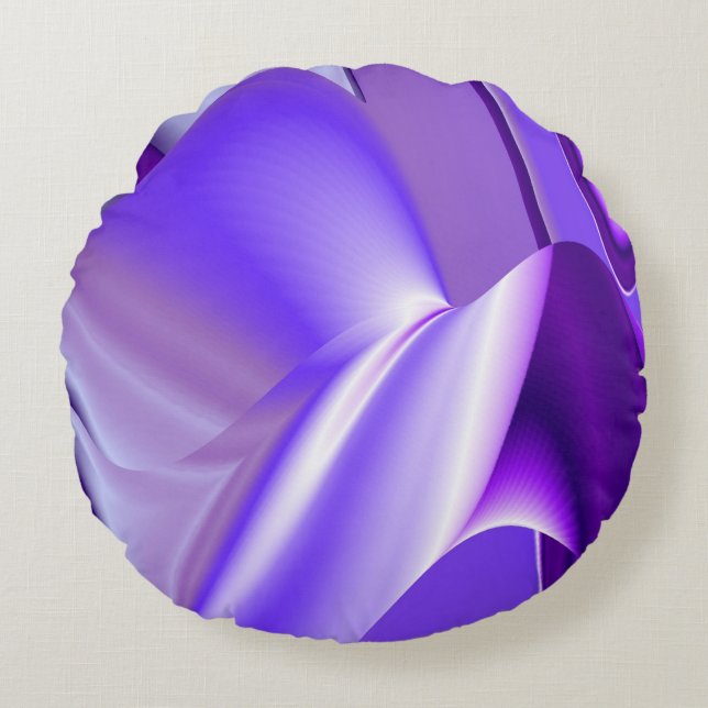 Cojín Redondo Sueños del arcoiris de flores moradas (Anverso)