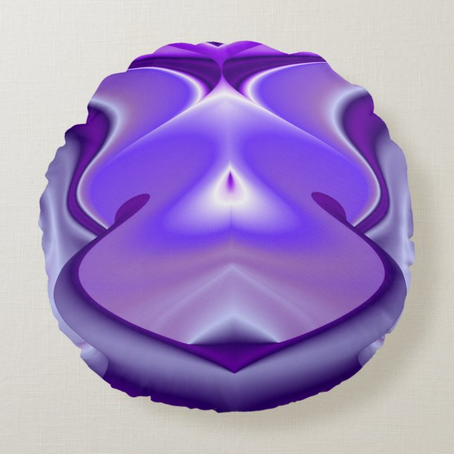 Cojín Redondo Sueños del arcoiris de flores moradas (Anverso)