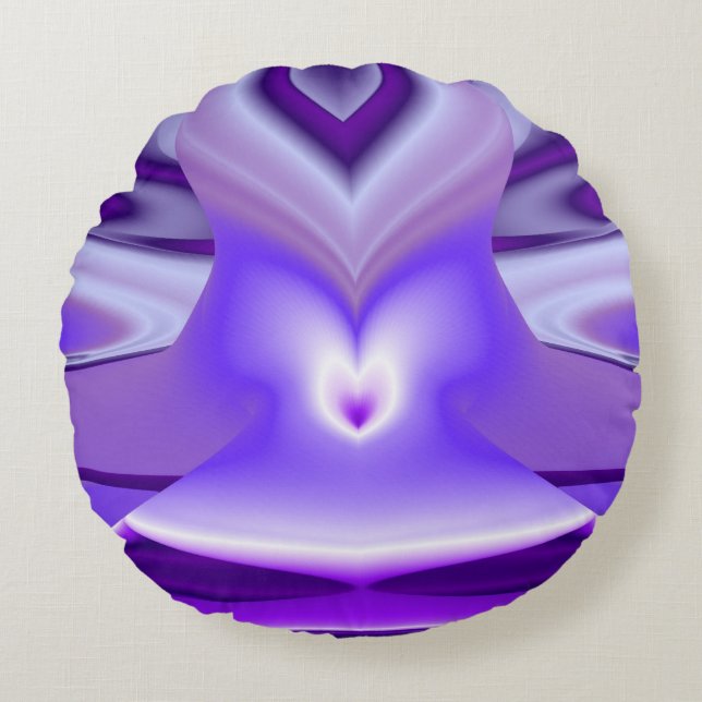 Cojín Redondo Sueños del arcoiris de flores moradas (Anverso)