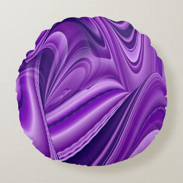 Cojín Redondo Sueños del arcoiris de flores moradas (Anverso)