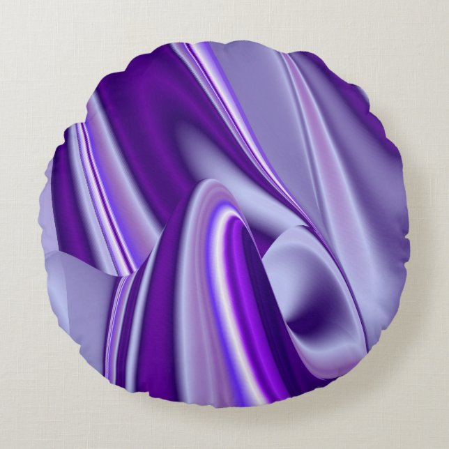Cojín Redondo Sueños del arcoiris de flores moradas (Anverso)