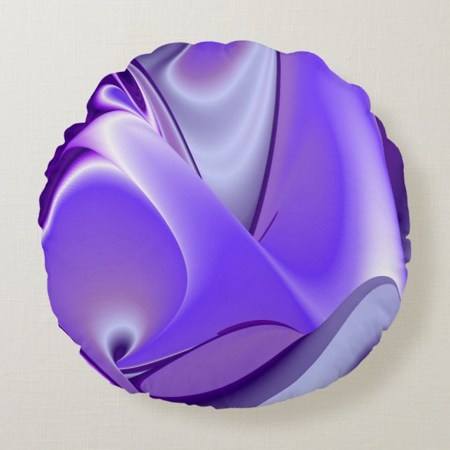 Cojín Redondo Sueños del arcoiris de flores moradas (Anverso)