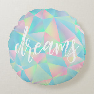 Cojín Redondo Sueños dulces holográficos de guijarros Verde azul