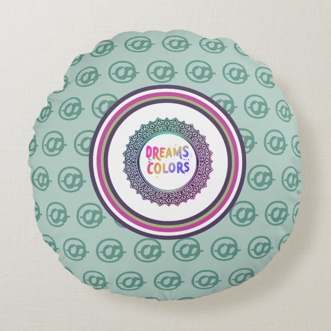 Cojín Redondo Sueños en colores (Anverso)