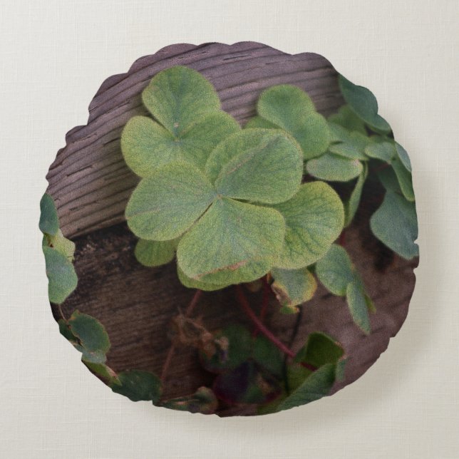 Cojín Redondo ¿Suertudo o determinado? Día de San Patrón Shamroc (Anverso)