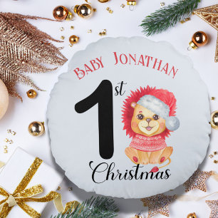 Cojín Redondo Suéter Rojo Oso Lindo Navidad 1er del Niño