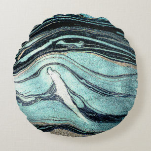 Cojín Redondo Suminagashi, arte marbling japonés.