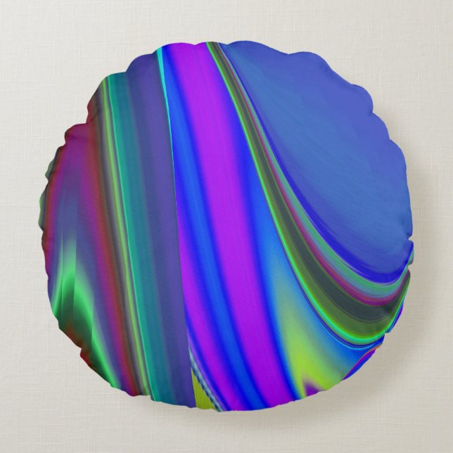 Cojín Redondo Summerfeeling, Resumen 3D Rainbowart (Anverso)