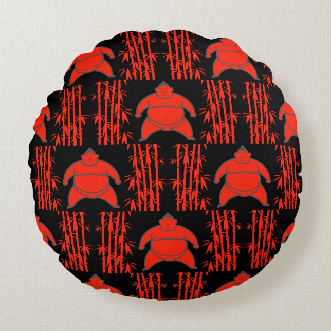 Cojín Redondo Sumo Wrestler (Anverso)