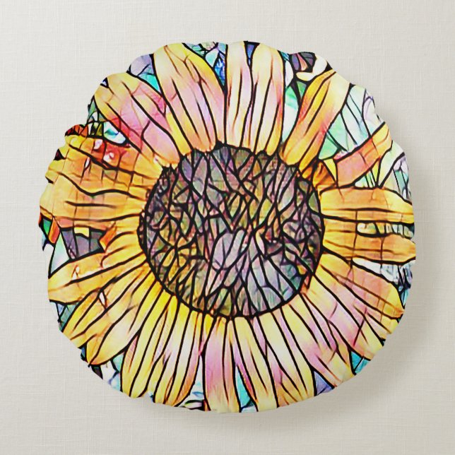 COJÍN REDONDO SUNFLOWER (Anverso)