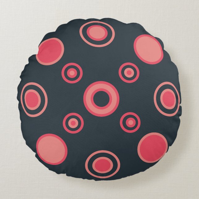 Cojín Redondo Sunset de verano moderno de mediados del siglo (Anverso)