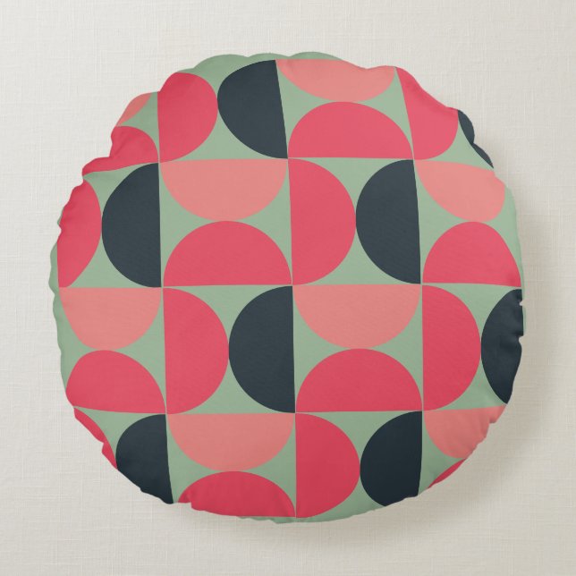 Cojín Redondo Sunset de verano moderno de mediados del siglo (Anverso)