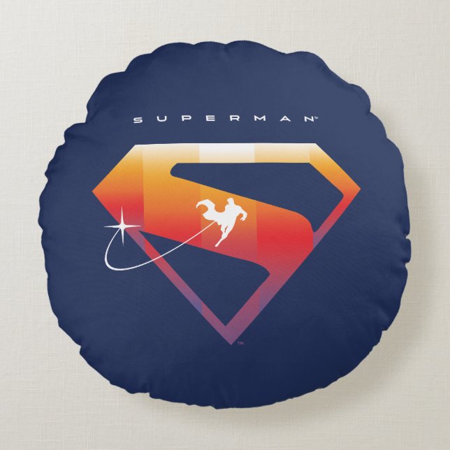 Cojín Redondo Sunset Soar Superman Shield (Anverso)