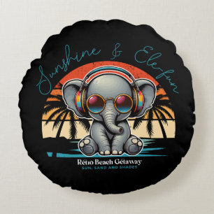 Cojín Redondo Sunshine de primavera y Ele-fun Retro Beach Getawa
