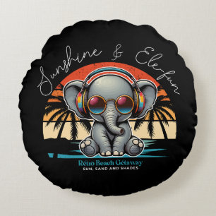 Cojín Redondo Sunshine de primavera y Ele-fun Retro Beach Getawa