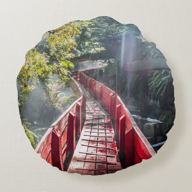 Cojín Redondo Sunshine en Termas Geometría, Conaripe, Chile (Reverso)