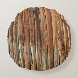 Cojín Redondo Superficie de madera marrón