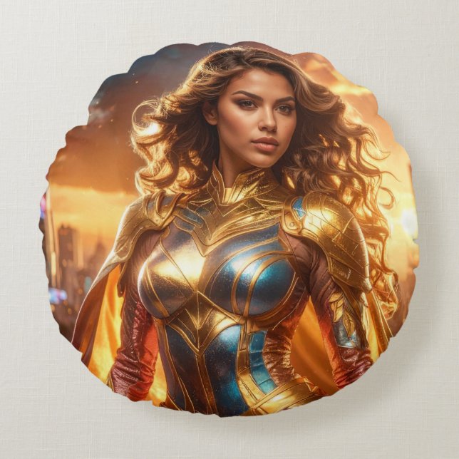 COJÍN REDONDO SUPERHERO - FEMALE SUPERHERO (Anverso)