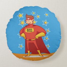 Cojín Redondo Superhéroe jefe en el día del padre