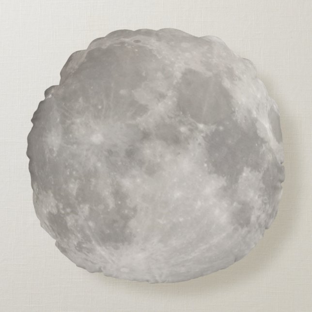 Cojín Redondo Superluna en cielo negro (Anverso)