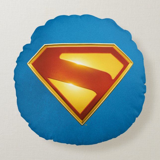 Cojín Redondo Superman Golden S Shield Brilliance (Anverso)