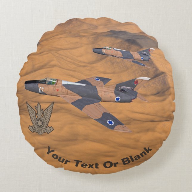 Cojín Redondo Supermisterios israelíes sobre el desierto (Anverso)