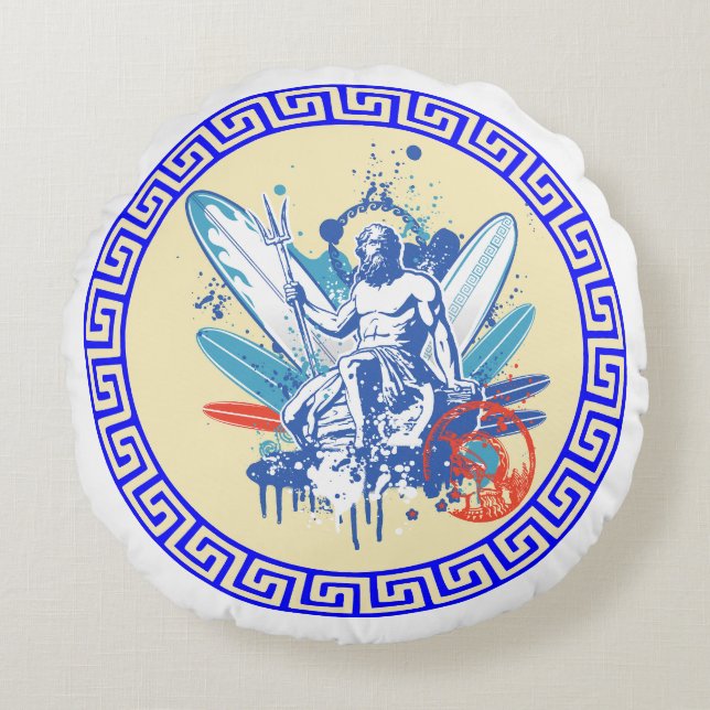 Cojín Redondo Surfer Poseidon (Anverso)