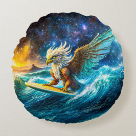 Cojín Redondo Surfing Eagle Design por Rich AMeN Gill
