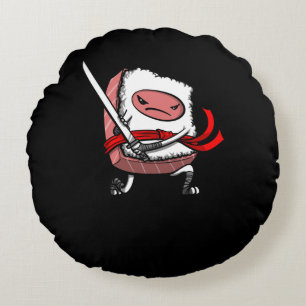 Cojín Redondo Sushi Samurai Ninja Kawaii Comida japonesa
