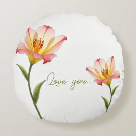 Cojín Redondo Susurrando el afecto de los lirios