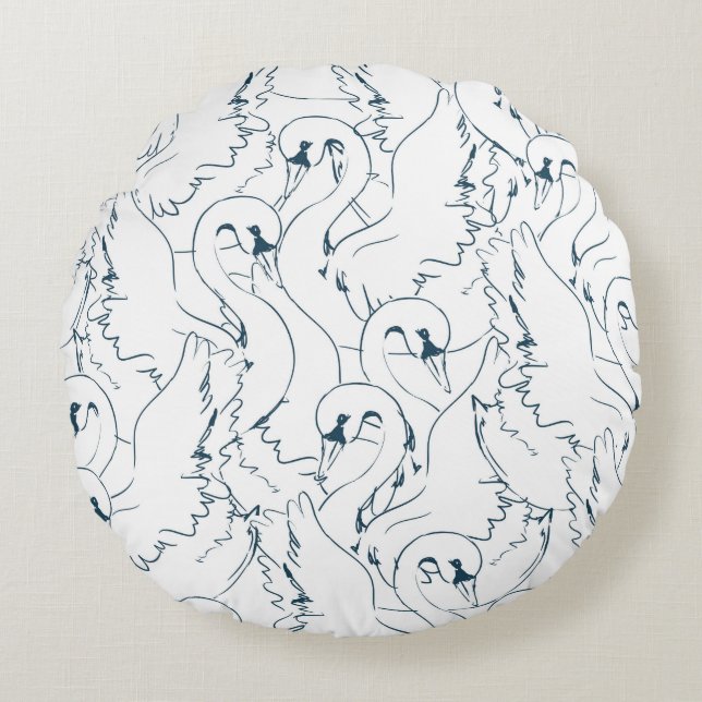 Cojín Redondo Swan Pattern Seamlessswan, pattern, abstract, back (Anverso)