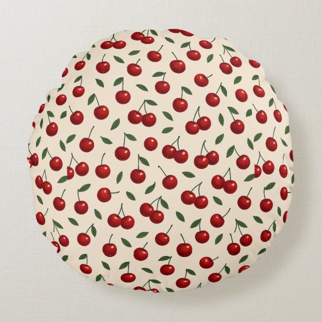 Cojín Redondo 🍒✨Sweet Cherry Minimal Collectio (Anverso)