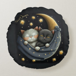 Cojín Redondo Sweet Dreams Cute Design Kitten