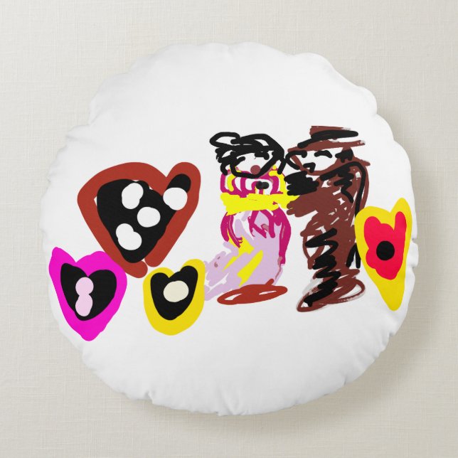 Cojín Redondo Sweet Valentine day dolls (Anverso)