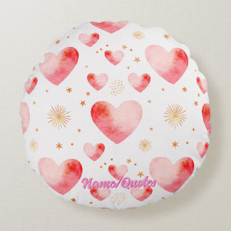 Cojín Redondo Sweet Valentine Heart Pattern with Golden Glitter