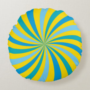 Cojín Redondo Swirl Sunshine amarillo y azul Lollipop