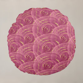 Cojín Redondo Swirly Mauve Gilded Resumen Patrón Rosa