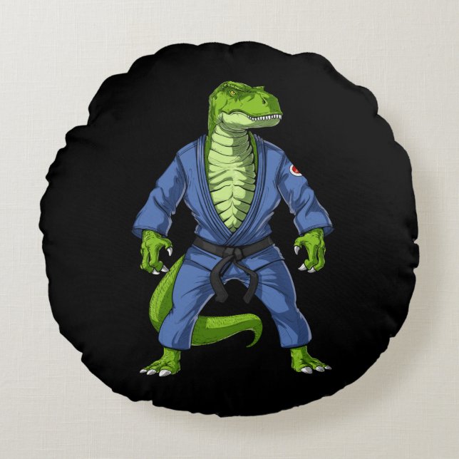 Cojín Redondo T-Rex Dinosaur Jiu-Jitsu (Anverso)