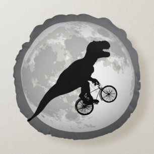 Cojín Redondo T-Rex Divertido Montando Bicicleta