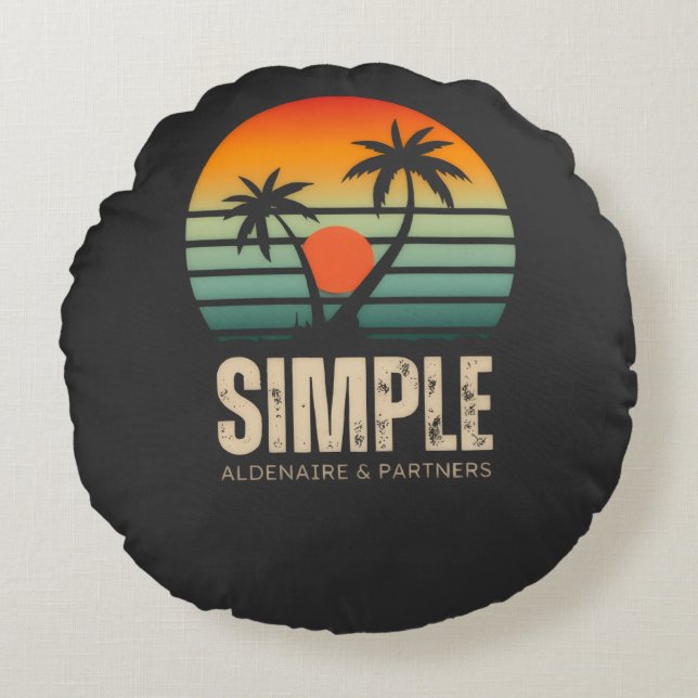 Cojín Redondo T-shirt Simple Sunset - Tropical vibes design (Anverso)