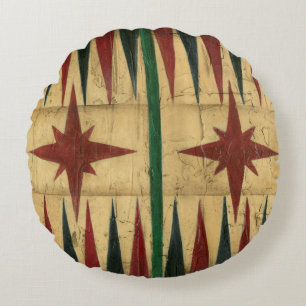 Cojín Redondo Tablero antiguo del juego del backgammon de Ethan