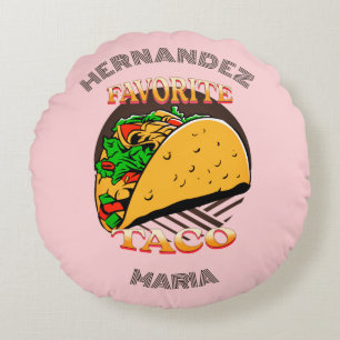 Cojín Redondo Taco favorito, personalización de regalo de comida