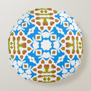 Cojín Redondo Talavera mexicana ornamental tradicional. Universa