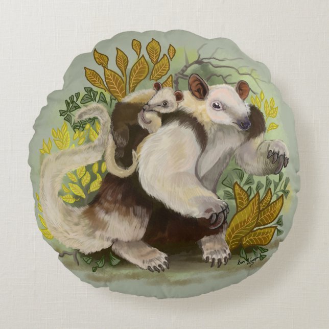 Cojín Redondo Tamandua Anteater (Anverso)