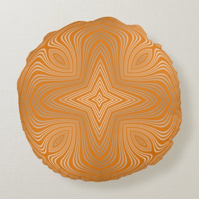 Cojín Redondo Tangerine Naranja Gold Mandala (Reverso)