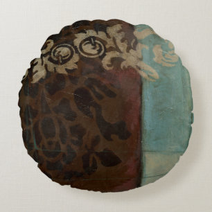 Cojín Redondo Tapicería abstracta del damasco de Jennifer