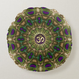Cojín Redondo Tapiz Bohemio Mandala OM Yoga Diseño Redondo #16