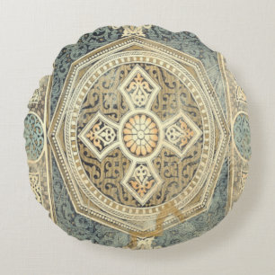 Cojín Redondo Tapiz ornamental con diseño geométrico orgánico