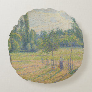 Cojín Redondo "Tarde en nuestro prado" - Camille Pissarro